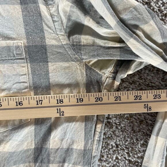 J Crew Shirt Adult Medium Beige Grey Plaid Slim Fit Button Up Mercantile Flex - Picture 7 of 11